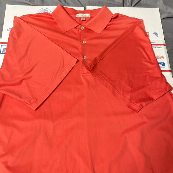 Peter Millar Polo Mens Large 100% Cotton Salmon Short Sleeve Shirt Embroidered - Picture 1 of 3